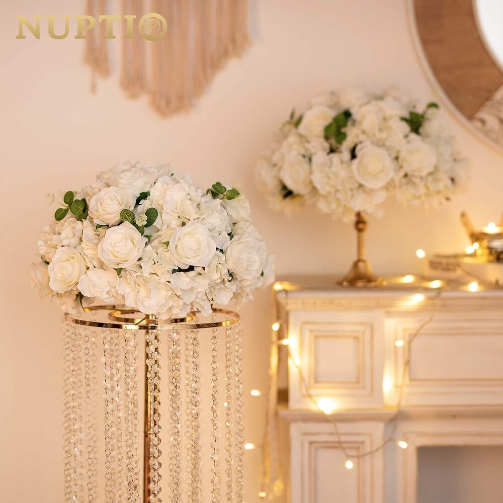 1570 Flower Ball Arrangement Bouquet - 2 Pcs 15.7 inch Diameter White - Picture 4 of 8